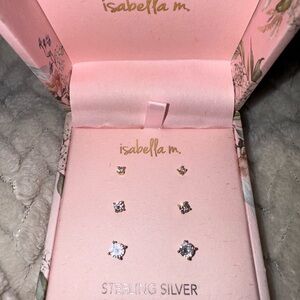 Isabella M. Silver and Gold Stud Earrings Set